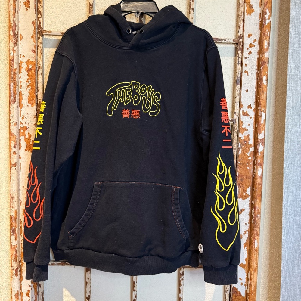 Black Warren James The Boys Hoodie with Yellow and Red Accents xl